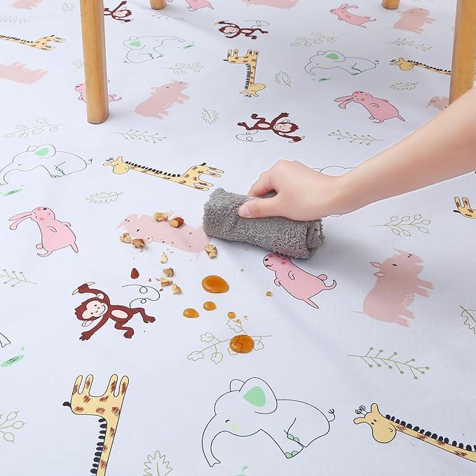 Baby Splat Floor Mat for Under High Chair/Arts/Crafts by CLCROBD, 51" Waterproof Anti-Slip Food Splash Spill Mess Mat, Washable Floor Protector Mat and Table Cloth
