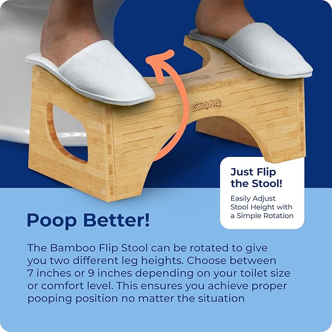 Squatty Potty The Original Toilet Stool - Bamboo Flip,7" and 9" Adjustable Heights,Brown - Improve Bathroom Posture and Comfort,(Pack of 4)
