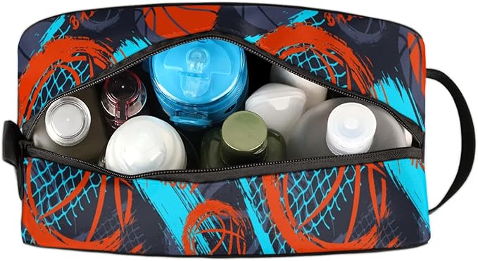 Boys Toiletry Bag Basketball Kids Dopp Kit Waterproof Hanging Wash Bag Cosmetic Bag Medicine Bag for Travel Sports Shower Essential