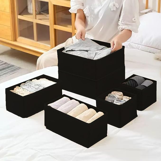 COSDACE Drawer Organizer,12Pcs Dresser Drawer Organizers Foldable Closet Organization and Storage Dividers for Underwear, Sock, Baby Closet Organizer(Black)