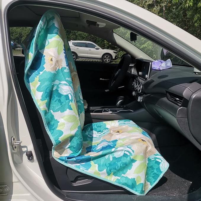 LoyaGour Car Seat Cover Protector Front Seats,for Gym Workout,Running,Swimming,Beach and Hiking,Waterproof Sweat Towel Bucket Seat Covers for Cars SUV Trucks (Chrysanthemum, 2Pcs)