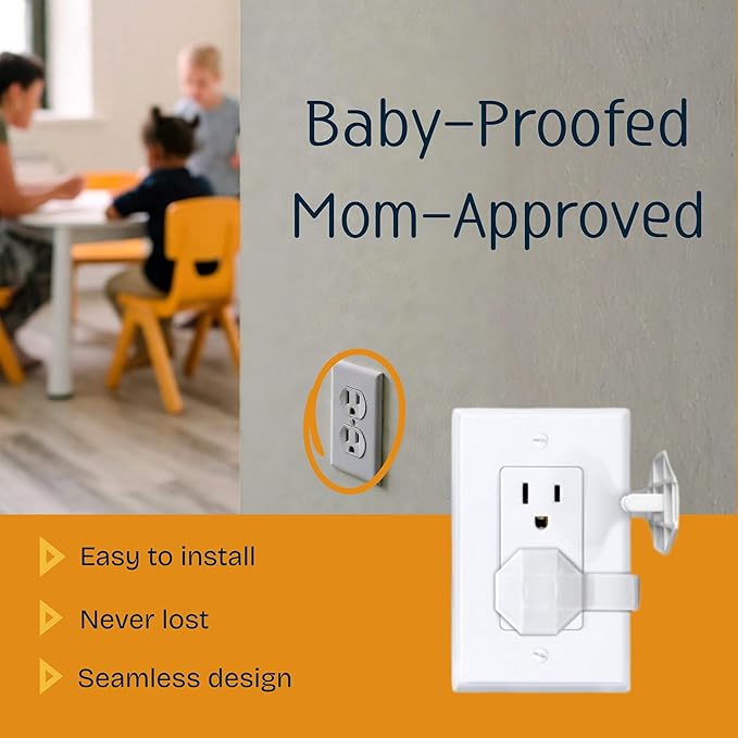 SocketSitter Outlet Covers Baby Proofing (6 Pack) – Always-Connected Child Proof Outlet Plug Covers for Electrical Outlets – Easy Install Baby Outlet Covers, 12-Outlet Coverage