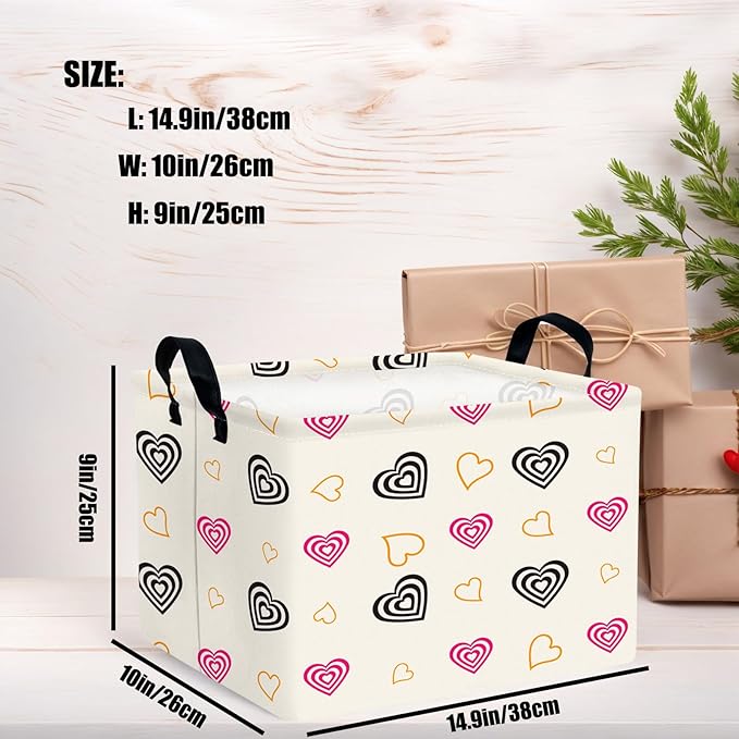 ASKETAM Valentine's Day Basket Gift for Empty Cute Heart Large Storage Bin for Kid and Baby Room Décor (Red and Black)