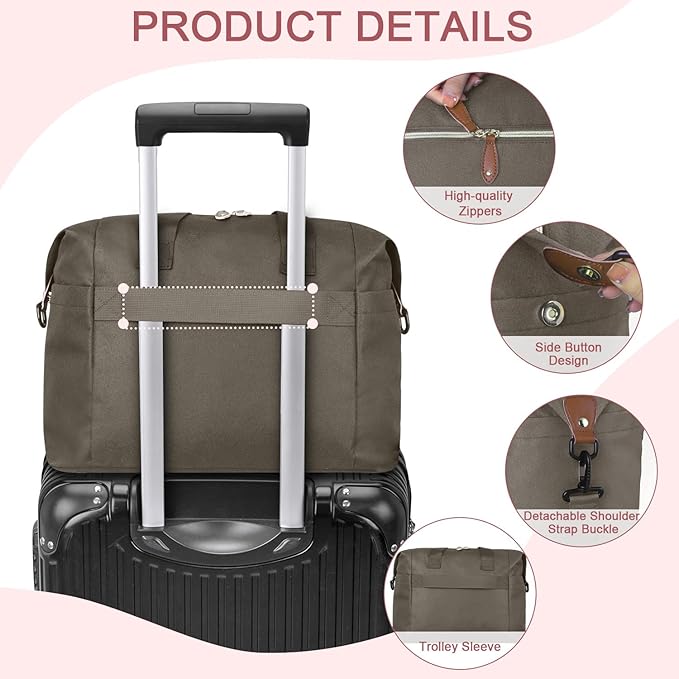 Pritent Diaper Bag Tote, Diaper Baby Bags with Pacifier Case, Shoulder Straps, Stroller Clips, Waterproof Large Mommy Maternity Travel Baby Bag for Mom and Dad, khaki, Medium