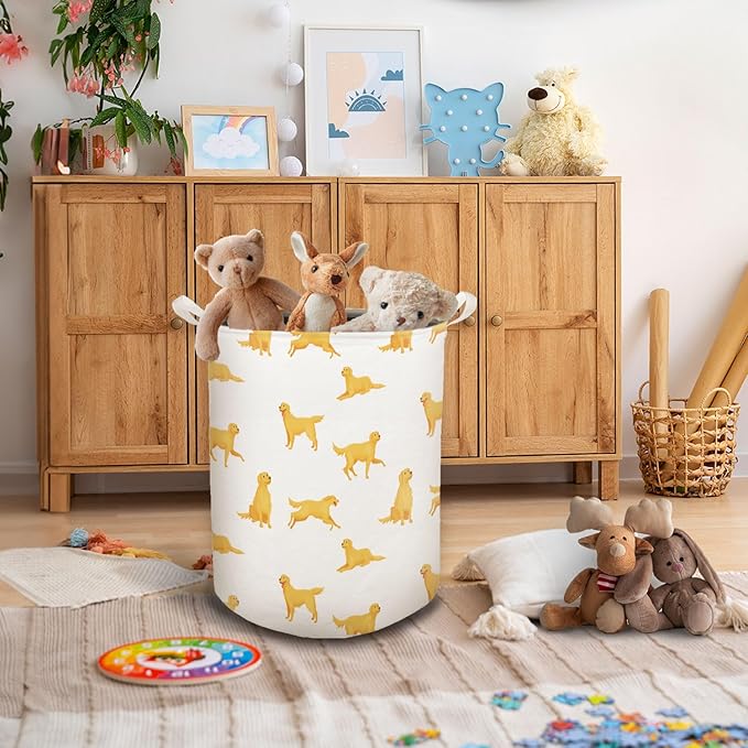 HKTZM Golden Retriever Dog Laundry Basket, Toybox for Boys Girls, Golden Retriever Laundry Basket Hamper Waterproof Collapsible Clothes Toys Storage Bin Organizer for Bedroom Bathroom Kids Room Dorm