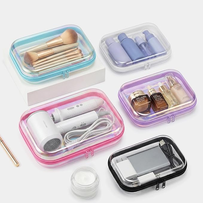 Travel Toiletry Bag for Men,Clear Hard Shell Zipper Case,2pcs Large Capacity Portable Toiletry Organizer Dopp Kit Water-Resistant Shaving Bag For Toiletries Accessories,Makeup Cosmetic Bag For Women