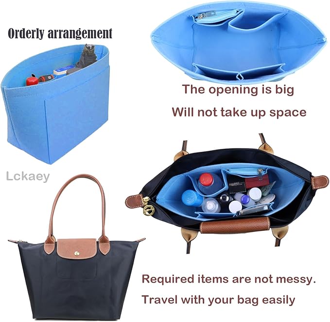 Lckaey bag Organizer Insert for Longchamp Le Pliage Neo Handbags Insert Organizer 1012French blue-M