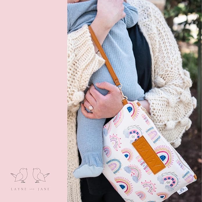 Diaper Bag Organizing Pouches (Set of 4) - Rainbow Organizer With Waterproof Lining - Baby Clutch, Wet Bag, Mama Bag, Snacks Insert