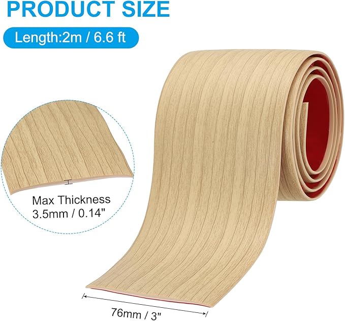 PATIKIL Self Adhesive Floor Transition Strip 3 in x 6.6 Ft, Vinyl Laminate Floor Flat Divider for Joining Floor Gaps Doorways Carpet Cover Floor Tiles Oak