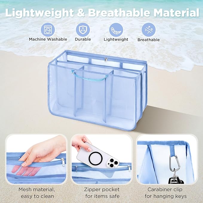 OUTXE Beach Bag Organizer Compatible with Baby Bogg Bag Accessories Inserts, Lightweight Mesh Insert Divider Pouch for Small Bogg Bags, Beach Tote Bags Insert for Organizing