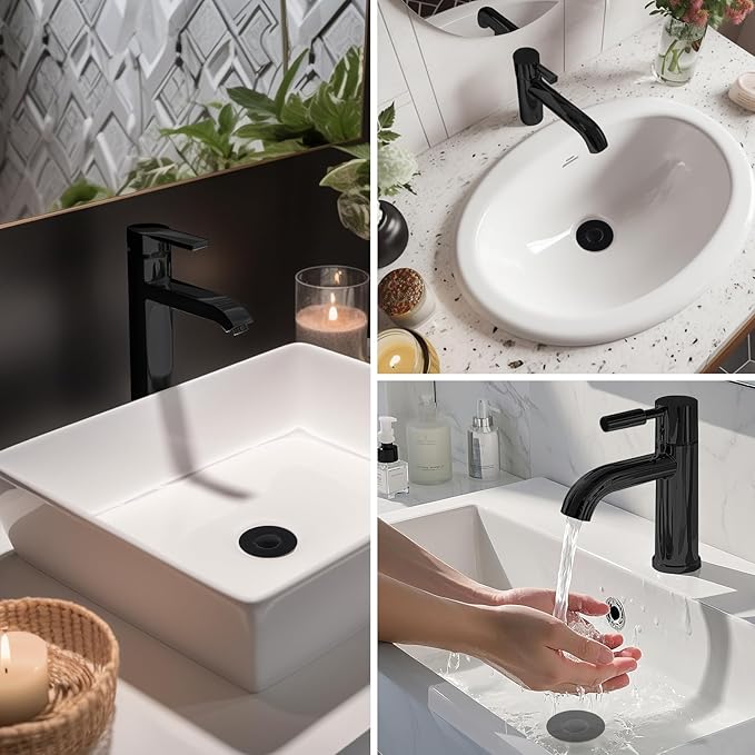 Hibbent 3 Pack Upgraded 3 in 1 Bathroom Sink Drain Strainer, Universal Pop Up Stopper with Removable Stainless Steel Filter Basket Hair Catcher, Sink Plug for 1.1''~2.36'' Basin, Oil-Rubbed Bronze