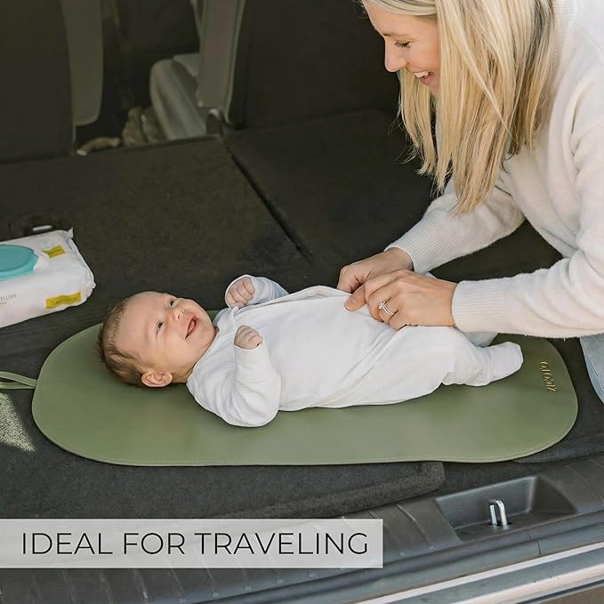 Beautiful Baby Diaper Changing Mat Made of Vegan Leather - Soft and Easy to Wipe Changing Pad for Travel or at Home Use - Lightweight and Foldable Mat that Perfectly Fits Into Any Diaper Bag
