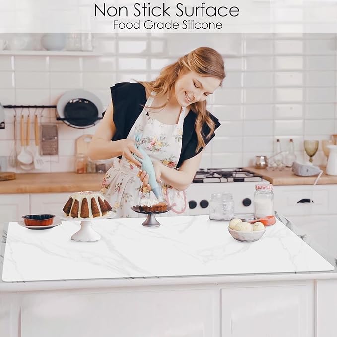 Extra Large Silicone Mat, Food-Grade Flexible Silicone Table Mats for Kids Non-Slip Placemat Waterproof Heat Insulation Countertop Protector Pastry Mat Silicone Pad, 31.5''x23.6'' Clear