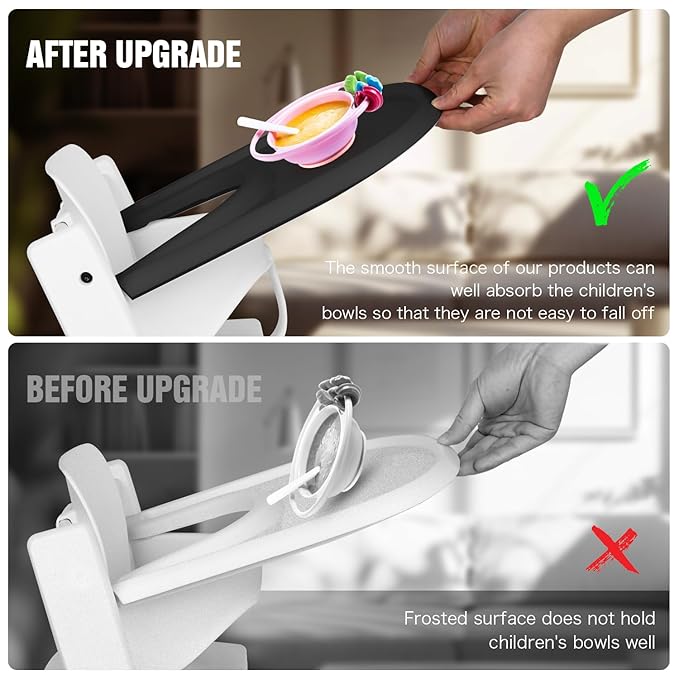 HLVEIN for Stokke Tripp Trapp Tray,Black-Smooth Surface Powerful Suction,Easy to Clean,Compatible with Stokke Tripp Trapp Chair(V2 and Beyond),Made with BPA-Free Plastic