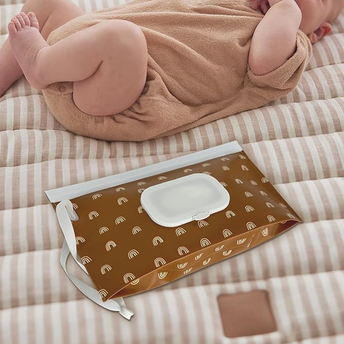 Baby Wipe Holder,Wipe Dispenser, 3-Pack Portable Refillable Wipe Container,Reusable Travel Baby Wipes Case, Waterproof and Dustproof, Wipe Holder for Diaper (Bohemian)