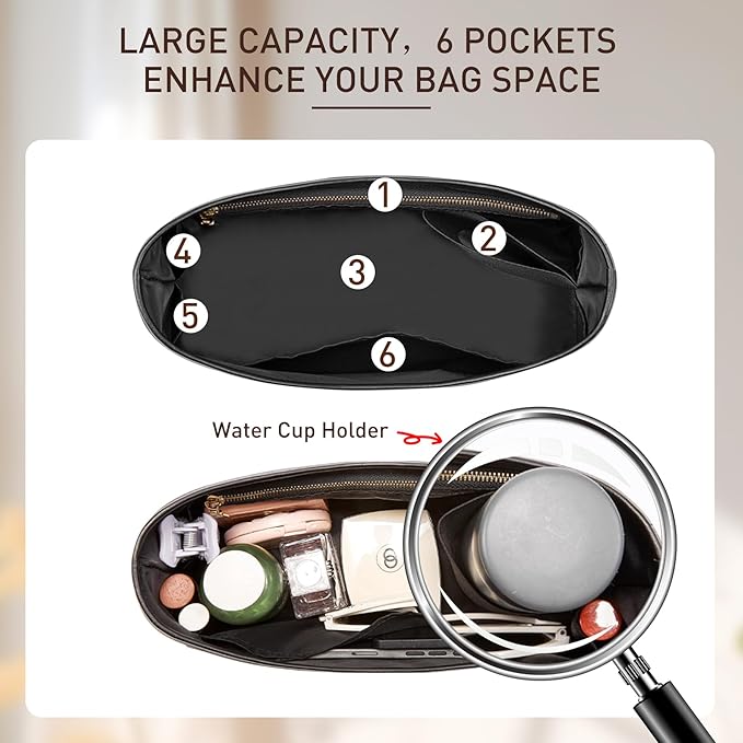 Doxo Purse Organizer Insert Compatible with Longchamp Xtra Hobo M Bag, Extra Lightweight Waterproof Bag Organizer with YKK Zip（Black, Hobo）