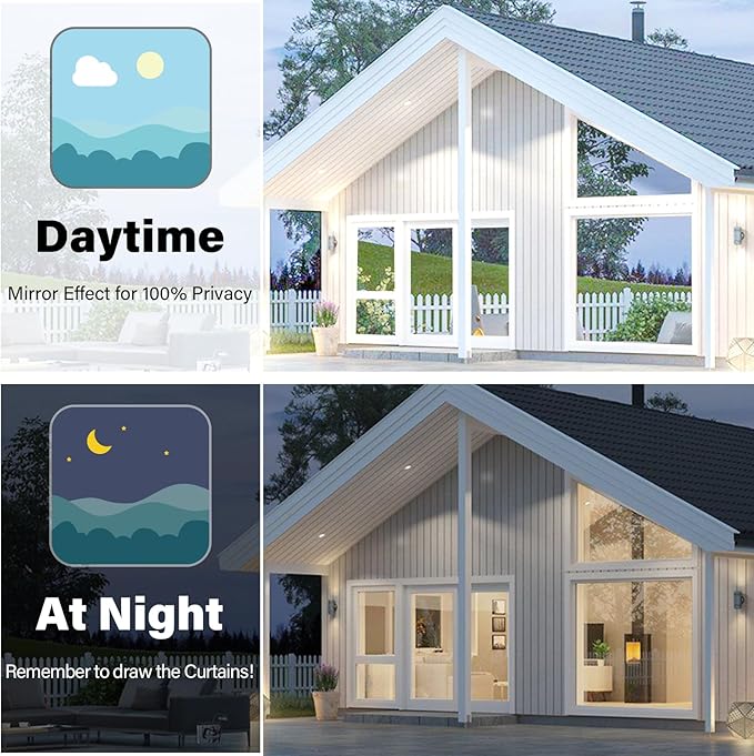 Finnez One Way Privacy Window Film Reflective Mirror Home Window Tint Film Heat Blocking No Glue Static Cling See Out Not in Glass Door Covering (Silver,29.5 Inch X 13.1 Feet)