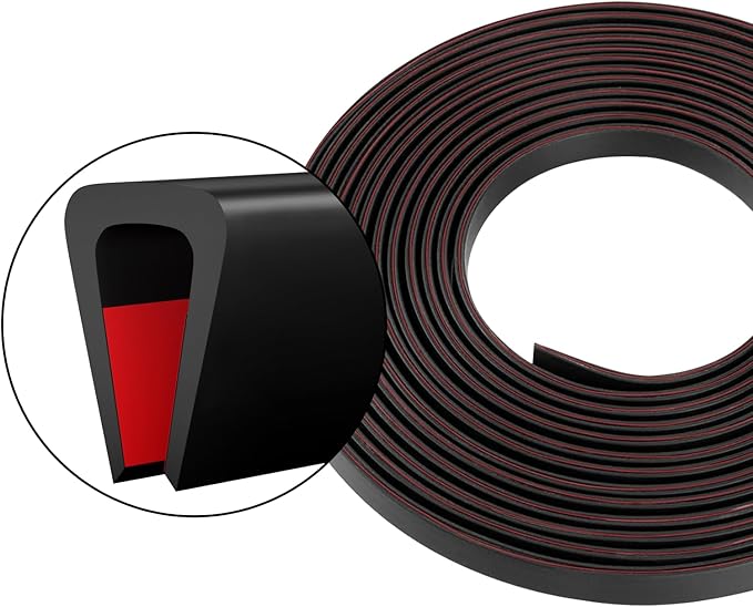 Silicone Edge Trim Self-Adhesive U Channel Silicone Edge Trim Edge Protector for Sheet Metal (Black, Fit 3/16" - L 20')