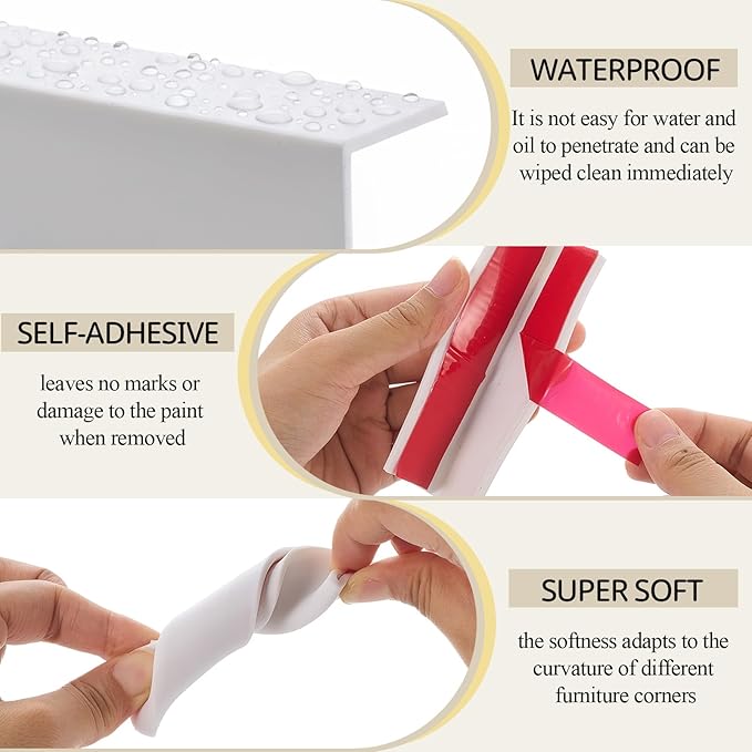 Pangda Baseboard Corners Blocks Self Adhesive Rubber Safety Corner Protectors Proofing Edge Guard Corner Cushion for Wall Furniture Edge(White,8 Pcs)