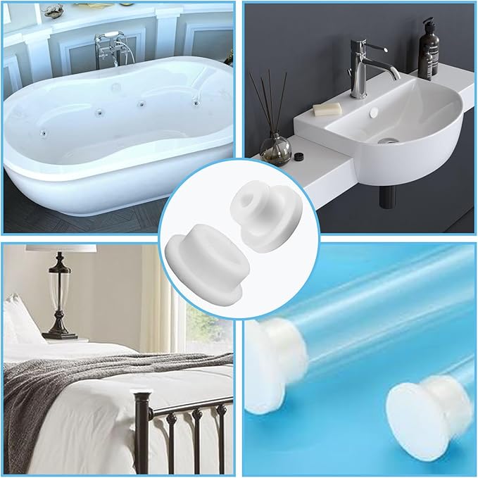 24 PCS Bathtub Jet Covers Silicone Hole Plug White Tube Plugs 4 Sizes Waterproof Bathtub Plug Fit for 12mm 14mm 16mm 22-23mm Bathtub Hole