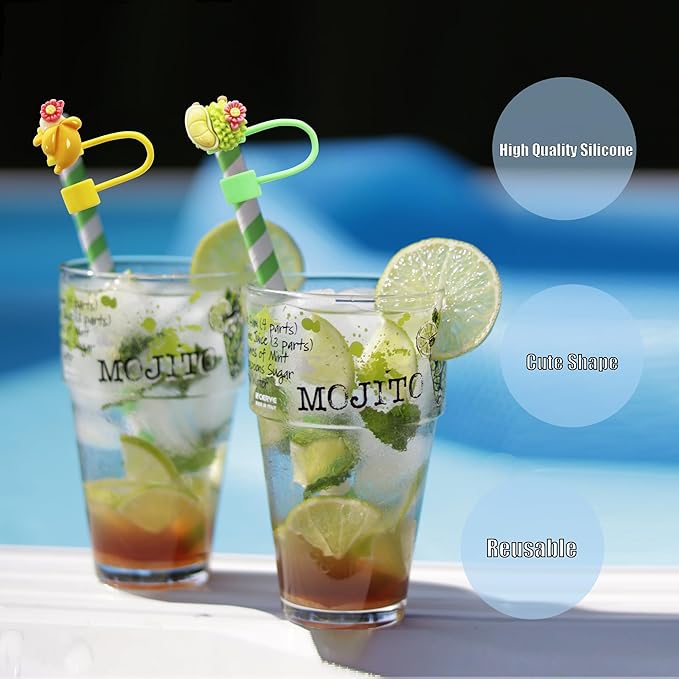 7Pcs 10mm Flower Fruit Straw Cover for Stanley Cup,Dust-Proof Straw Topper for 30&40 oz Tumblers and Water Bottles,Reusable Tumbler Cup Accessories for Stanley，Funny Gifts for Women & Girls