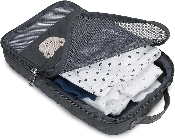MOMIGO Baby Diaper Bag Organizer Pouches - 2 Pack Waterproof Pod Hanging Diaper Bag Cute Bear Mesh Bag Reusable, Washable or Baby Cloth Diapers