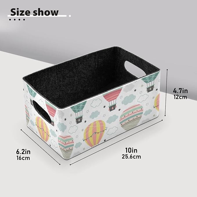 Emelivor Hot Air Balloon Collapsible Storage Bins Set (2pcs) with Dual Handles - Foldable Storage Baskets for Nursery , Kids Room, Clothes, Towels, Magazines