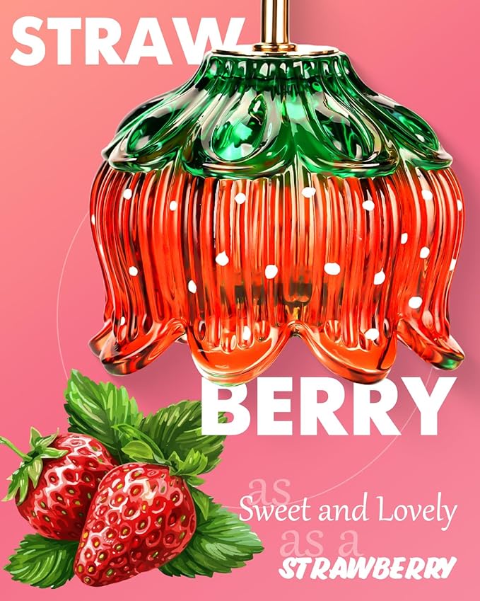 Funistree Strawberry Candle Warmer Lamp Height Adjustable, Lotus Strawberry Flower Lamp for Yankee Village Candles, Cute Candle Lamp with Timer & Dimmable, Birthday for Women Mom Adult