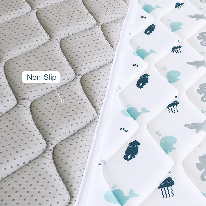 Foam Baby Play Mat 47" X 47", Playmat for Babies and Toddlers, Thick One-Piece Crawling Mat, Non Slip Baby Play Mats for Floor, Kids Foam Play Mat for Playpen Easy Clean, Whale