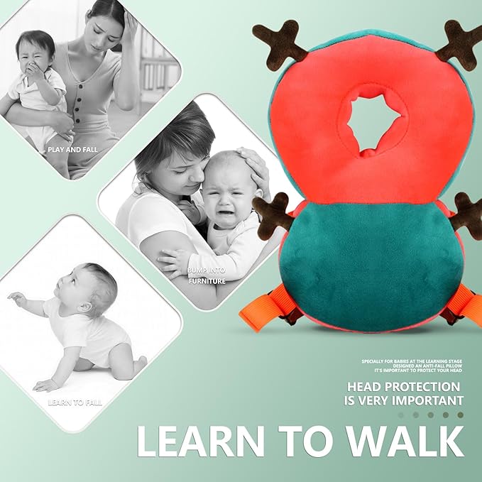 WKC Baby Head Protector Backpack with Knee Pads & Non-Slip Socks, Toddler Safety for Crawling & Walking (Style 1)