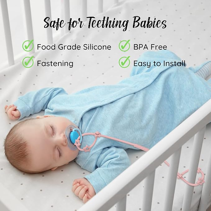 Toy Straps for Baby, 4 Pack Adjustable Stretchable Sippy Cup Straps, Sippy Bottles or Pacifier to Stroller, Highchair, Car Seat, Hanging Basket (4Pack, Blush/Sage x2)
