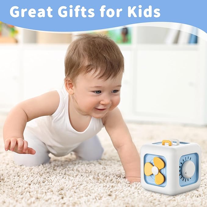 Busy Cube Toy for 1 Year Old, Montessori for 1+ Year Old, Travel Toys for Toddlers 1-3, Learning Fine Motor Skills| Birthday Gifts for 12 Months