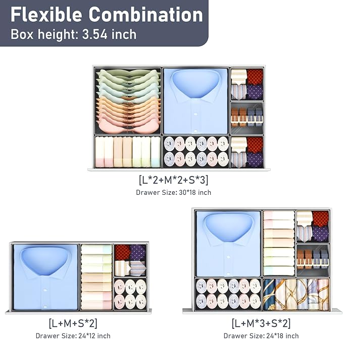 DIMJ Drawer Organizer Clothes Storage - 24 Pack Baby Dresser Organizer for Nursery Closet Organization, Fabric Drawer Organizer Bins for Underwears Socks Bras, Foldable Storage Dividers for Bedroom