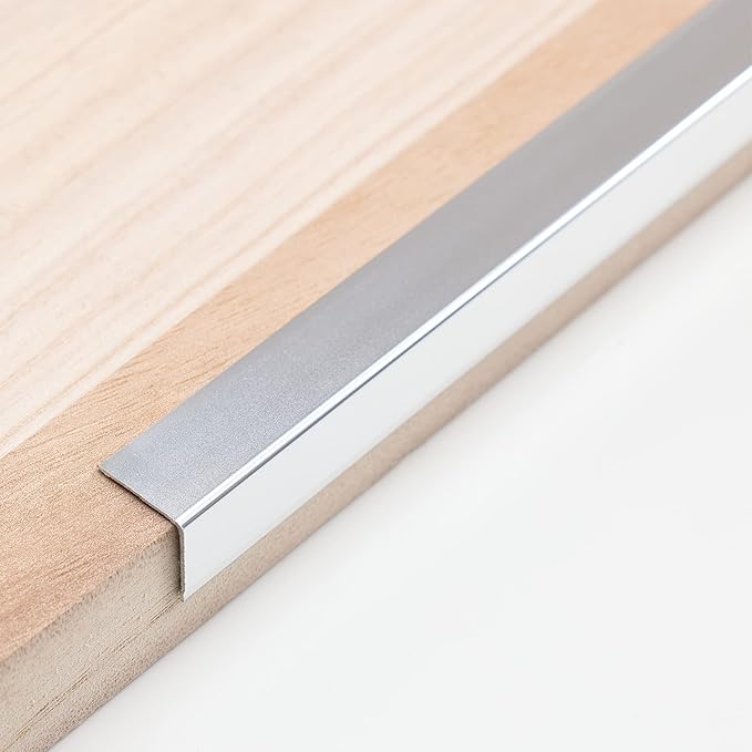 Aluminum Peel and Stick L Molding Corner Guards with 90° Angle for Wall Door Frame Cabinet Baseboard Protection and Decoration, 51.2in x 0.8in (3Pcs)