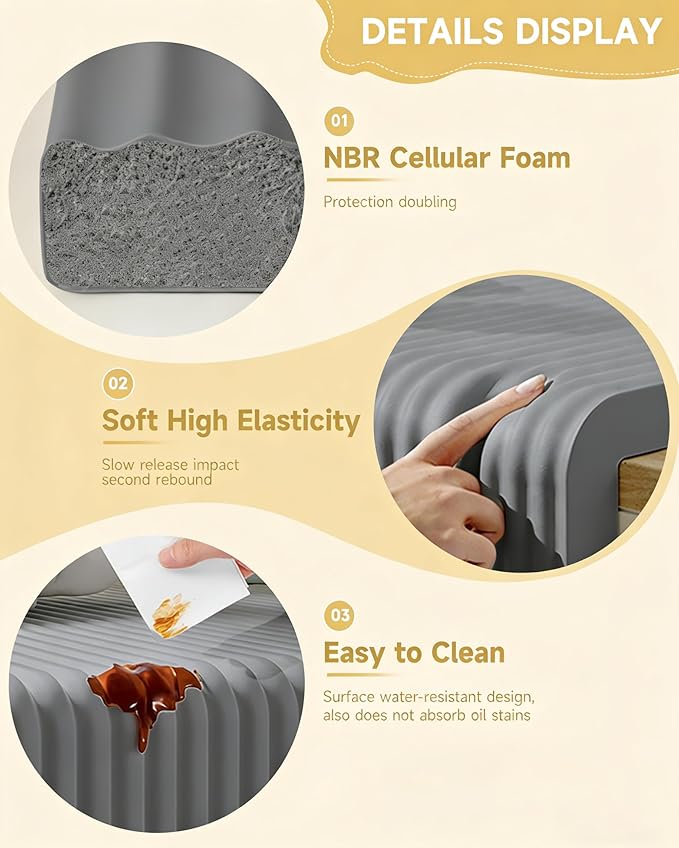 11.8''W Extra-Wide Edge Protector, 6.56FT 0.47''Th Baby Proofing Corner Guards, Safety Furniture Bumper, Pre-Taped, Thick Soft Rubber Foam Padding for Fireplace Table Stair Cabinet (Grey)