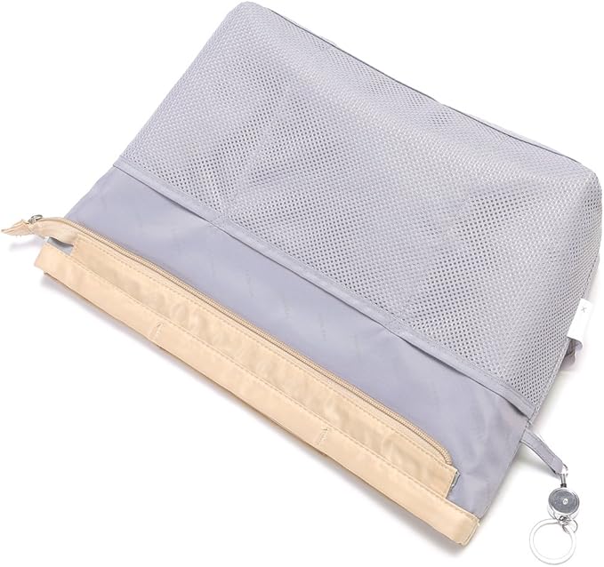 iN. Purse Organizer Insert with zipper Nylon fabric for women Handbags & Totebag beige Size: Medium: 15.7"(Top)/12.2"(Bottom) L × 4.7" W × 8.3" H