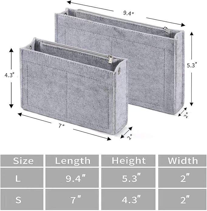 Joqixon Mini Felt Purse Organizer Insert Small Tote Bag organizer with Zipper