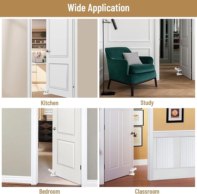 Cute Door Stop, Decorative and Sturdy, Decorative Door Stop, Lower Front Wedge Suitable for More Doors, White(Patented)