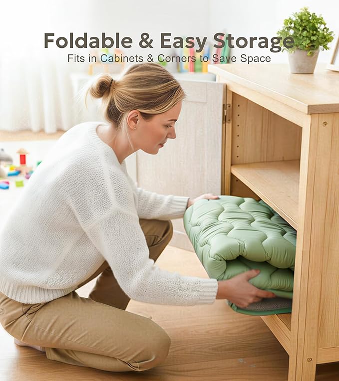 Mallify Soft Thicker Baby Mat for Floor 71"x59", Extra Large Baby Play Mat, Non-Slip Playpen Mat, Easy to Clean & Portable Playmat, Crawling Mat for Babies Toddlers, Activity Mat, Green