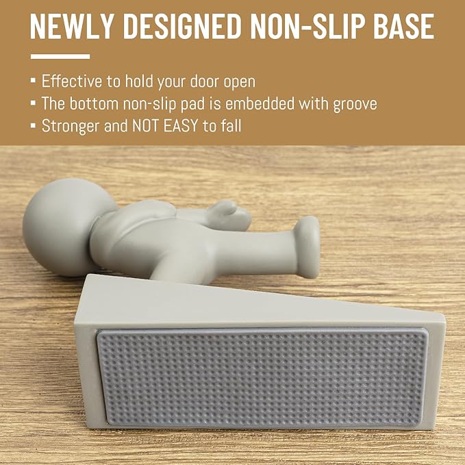 Cute Door Stop, Decorative and Sturdy, Decorative Door Stop, Lower Front Wedge Suitable for More Doors, Gray(Patented)