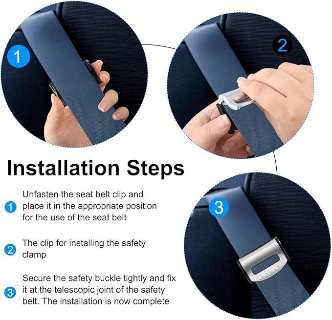 4 - Pack Seat Belt Adjuster Clips, Adjustable Anti - Slip Car Safety Positioners, Universal Fit for Vehicle Seatbelts, Comfort & Safety Accessory for Adults (Silver)