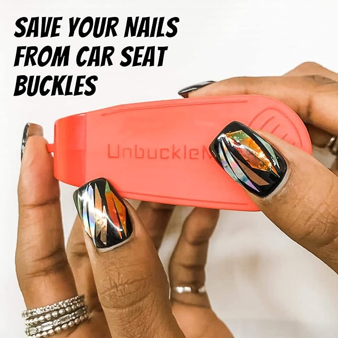 UnbuckleMe Car Seat Buckle Release Tool (As Seen on Shark Tank) - Easy Opener Aid for Arthritis, Long Nails, Older Kids - Button Pusher for Infant, Toddler, Convertible Car Seats (2 Pack, Blue & Red)