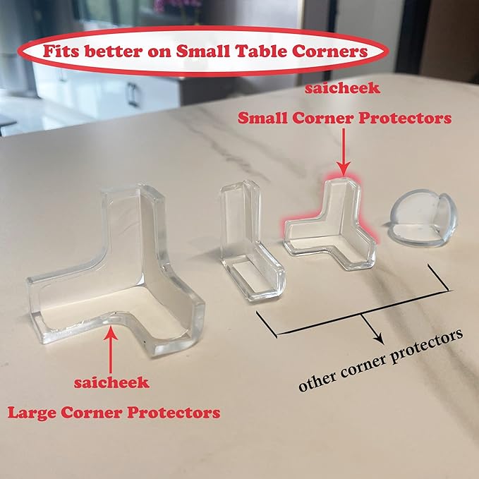 saicheek 12Pcs Small(Length: 1.4inch) Silicone Corner Protector Baby Proofing,Table Corner Protectors for Baby,Strong Adhesive T Shaped Baby Head Protector Table Corner Protectors for Furniture (12)
