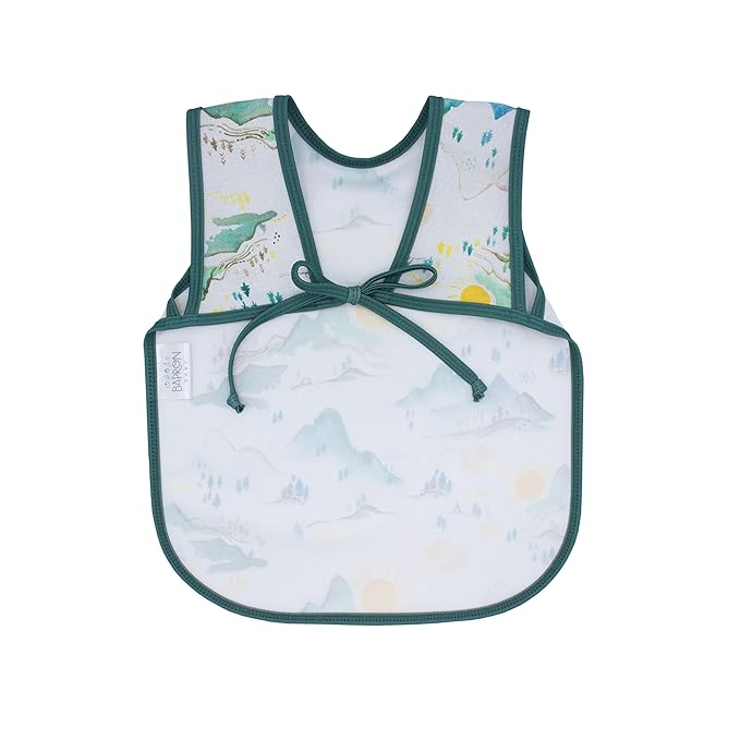 BapronBaby Mountain Mist Bapron - No Neck Tie Safer Bib for Baby & Toddler - Soft Waterproof Stain Resistant - Machine Washable - Sz Preschool 3-5yrs