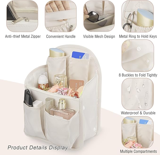 Bag Organizer Insert, Oxford Fabric Travel Divider Bag for Men or Women, Lightweight Bag Liner, Waterproof Organizer Pouch for Rucksack, Tote Bag, Shoulder Bag, etc. (Small)