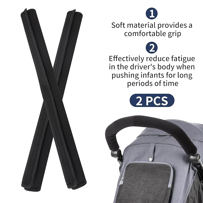 Stroller Handle Cover,Stroller Handlebar Cover,2 Pack Pushchair Armrest Sleeve Handle Protector Covers,Universal Protective Case for Pram Strollers Grip Bar,Stroller Accessories Essentials