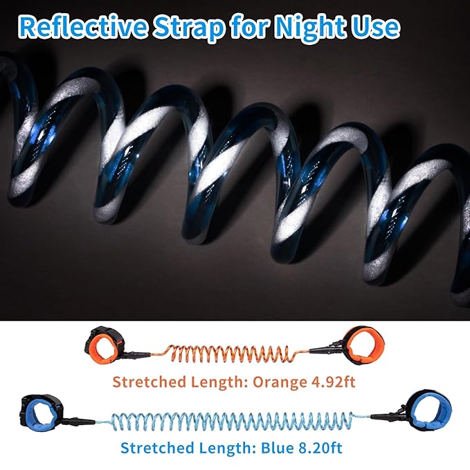 8.2Ft+4.92Ft Child Safety Harness Leash with Lock & Reflective Straps -2 Pack Anti Lost Walking Reins for Toddlers, Kids in Shopping, Airport, Zoo & Theme Park (Blue+Orange)