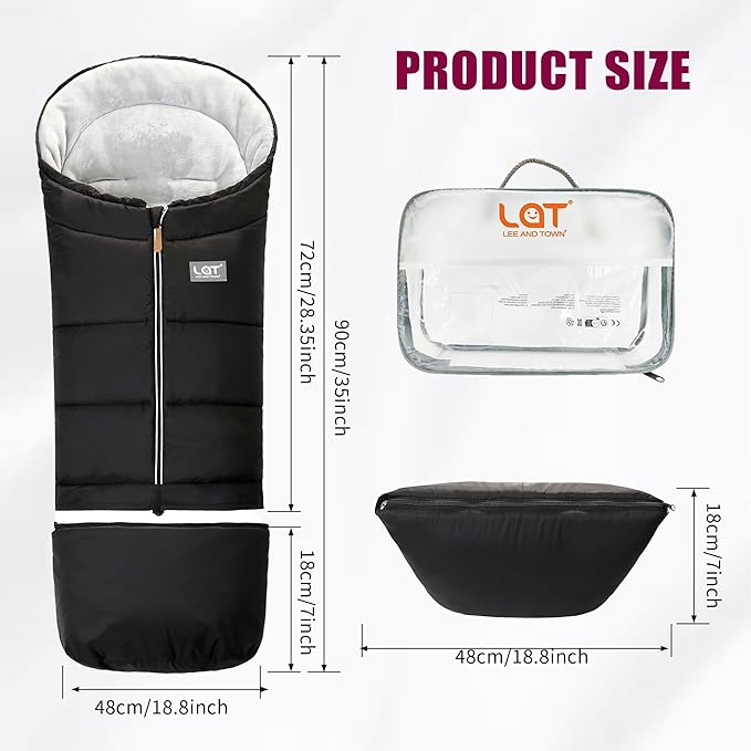 LAT Baby Warm Bunting Bag Universal,Extended and Removable,Stroller Sleeping Bag Cold Weather,Waterproof Toddler Footmuff