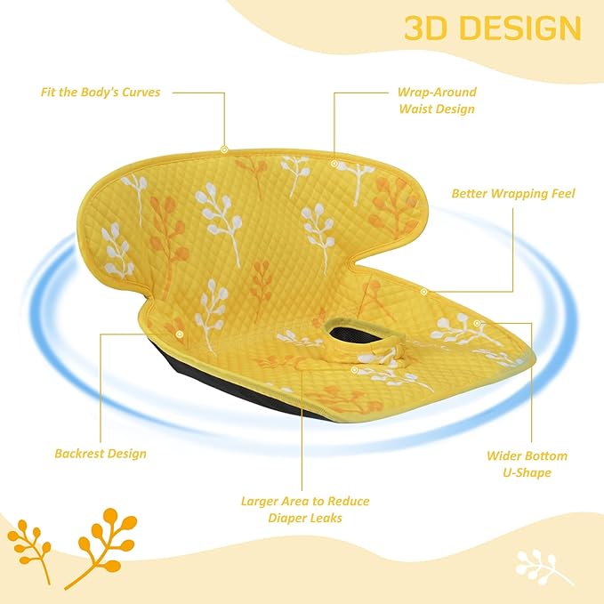 INFANZIA Dry Seat, Car Seat Protector Waterproof Carseat Liner Potty Training Toddlers, Baby and Infants, Piddle Pad for Carseats Strollers (Yellow, 2 Packs)