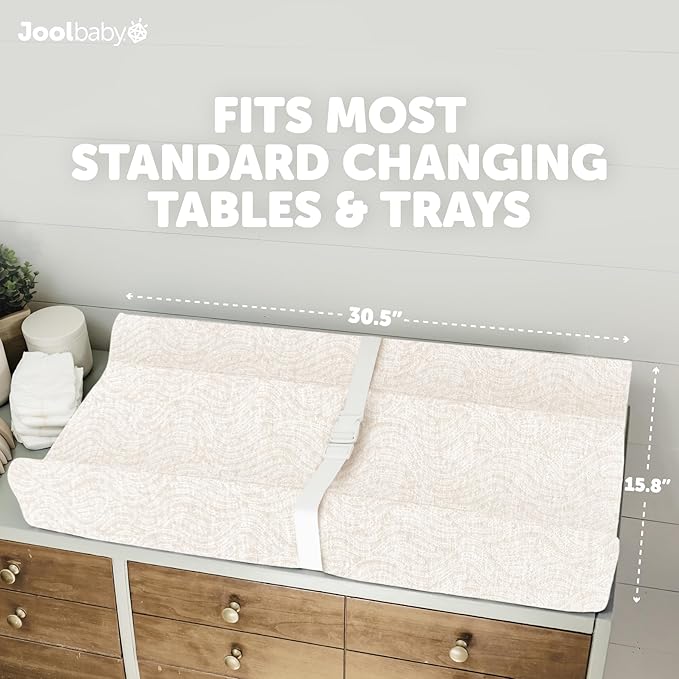 Jool Baby Serenity Soft Changing Pad + Washable Cover, Non-Slip - Fits Standard Changing Tables & Dressers (Wave Pattern, Off White)